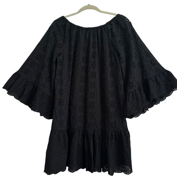 NWT SUNDANCE MORAY COVER UP BLACK EYELET FLOUNCE MINI DRESS SIZE SMALL - Picture 2 of 13